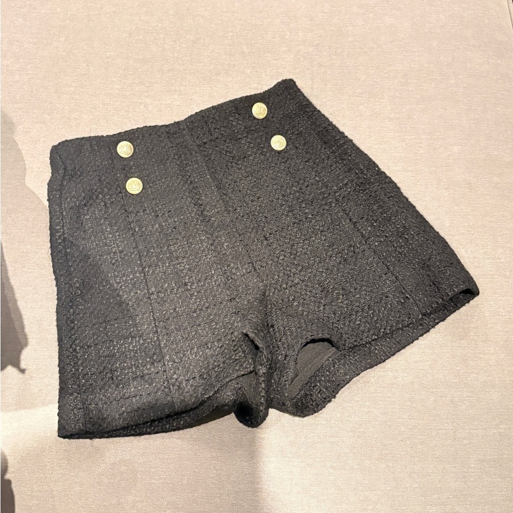 Zara Black Tweed Shorts